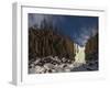 Frozen waterfall and basalt cliffs, Putoransky State Nature Reserve, Siberia, Russia-Sergey Gorshkov-Framed Premium Photographic Print