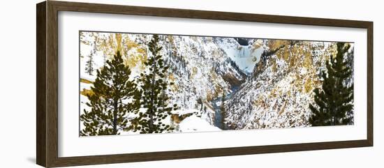 Frozen waterfall seen from Artist Point in winter snow. Yellowstone National Park. Wyoming.-Tom Norring-Framed Photographic Print