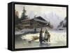 Frozen Winter Landscape-Johannes Bartholomaus Duntze-Framed Stretched Canvas