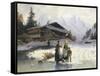 Frozen Winter Landscape-Johannes Bartholomaus Duntze-Framed Stretched Canvas