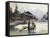 Frozen Winter Landscape-Johannes Bartholomaus Duntze-Framed Stretched Canvas