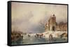 Frozen Winter Scene, 19th Century-Charles-Henri-Joseph Leickert-Framed Stretched Canvas