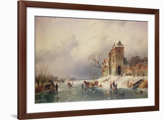 Frozen Winter Scene, 19th Century-Charles-Henri-Joseph Leickert-Framed Giclee Print