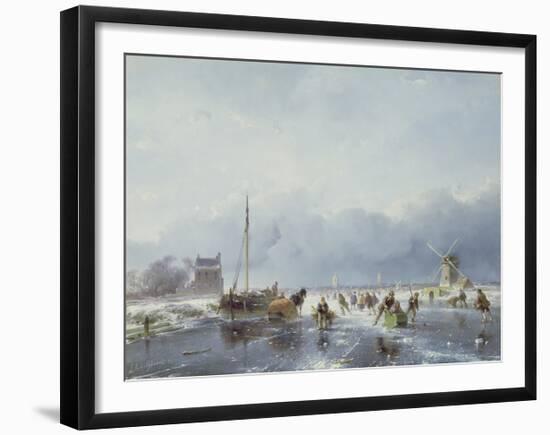 Frozen Winter Scene-Andreas Schelfhout-Framed Premium Giclee Print