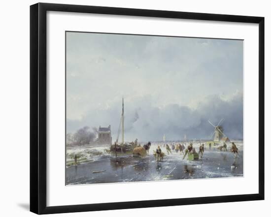 Frozen Winter Scene-Andreas Schelfhout-Framed Premium Giclee Print