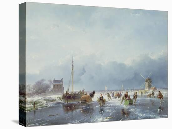 Frozen Winter Scene-Andreas Schelfhout-Stretched Canvas