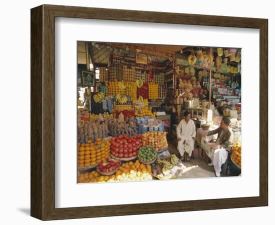 Fruit and Basketware Stalls in the Market, Karachi, Pakistan-Robert Harding-Framed Photographic Print