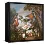 Fruit and Exotic Birds in a Landscape-Jean-Baptiste Monnoyer-Framed Stretched Canvas