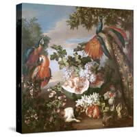 Fruit and Exotic Birds in a Landscape-Jean-Baptiste Monnoyer-Stretched Canvas