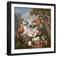 Fruit and Exotic Birds in a Landscape-Jean-Baptiste Monnoyer-Framed Giclee Print
