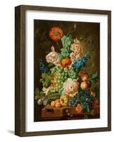 Fruit and Flowers on a Marble Table, 1794-Paul Theodor van Brussel-Framed Giclee Print