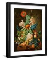 Fruit and Flowers on a Marble Table, 1794-Paul Theodor van Brussel-Framed Giclee Print