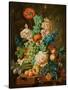 Fruit and Flowers on a Marble Table, 1794-Paul Theodor van Brussel-Stretched Canvas