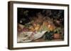 Fruit and Flowers on a Stone Ledge, 1829-George Lance-Framed Giclee Print