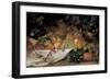 Fruit and Flowers on a Stone Ledge, 1829-George Lance-Framed Giclee Print