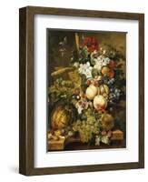 Fruit and Flowers on Marble Ledges, 1812-Jacobus Linthorst-Framed Giclee Print