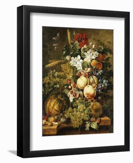 Fruit and Flowers on Marble Ledges, 1812-Jacobus Linthorst-Framed Giclee Print