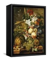 Fruit and Flowers on Marble Ledges, 1812-Jacobus Linthorst-Framed Stretched Canvas