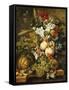 Fruit and Flowers on Marble Ledges, 1812-Jacobus Linthorst-Framed Stretched Canvas