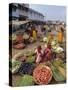 Fruit and Vegetable Sellers in the Street, Dhariyawad, Rajasthan State, India-Robert Harding-Stretched Canvas