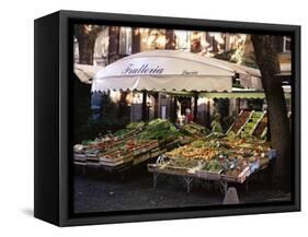 Fruit and Vegetable Shop in the Piazza Mercato, Frascati, Lazio, Italy-Michael Newton-Framed Stretched Canvas