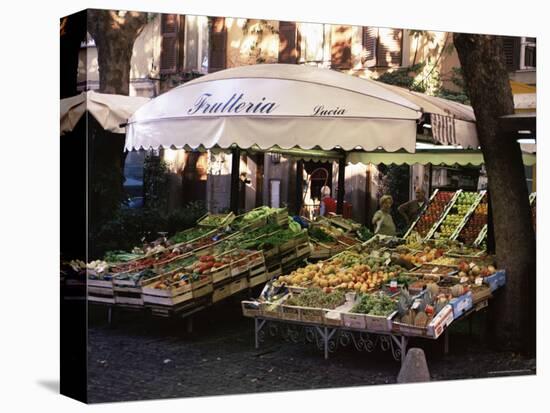 Fruit and Vegetable Shop in the Piazza Mercato, Frascati, Lazio, Italy-Michael Newton-Stretched Canvas