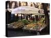 Fruit and Vegetable Shop in the Piazza Mercato, Frascati, Lazio, Italy-Michael Newton-Stretched Canvas