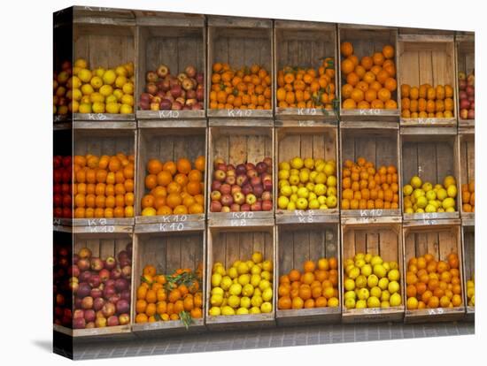 Fruit and Vegetable Shop in Wooden Crates, Montevideo, Uruguay-Per Karlsson-Stretched Canvas
