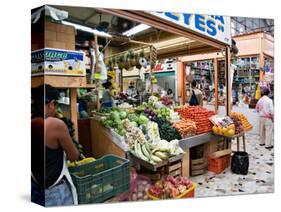 Fruit and Vegetable Stand in the Central Market, Mazatlan, Mexico-Charles Sleicher-Stretched Canvas