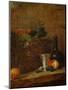 Fruit Basket with Grapes, a Silver Goblet and a Bottle, Peaches, Plums, and a Pear-Jean-Baptiste Simeon Chardin-Mounted Giclee Print