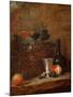 Fruit Basket with Grapes, a Silver Goblet and a Bottle, Peaches, Plums, and a Pear-Jean-Baptiste Simeon Chardin-Mounted Giclee Print