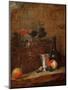 Fruit Basket with Grapes, a Silver Goblet and a Bottle, Peaches, Plums, and a Pear-Jean-Baptiste Simeon Chardin-Mounted Giclee Print