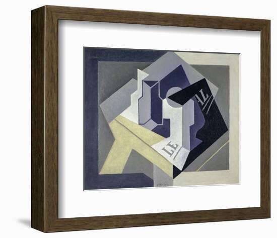 Fruit Bowl and Newspaper, 1920-Juan Gris-Framed Art Print