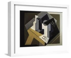 Fruit Bowl and Newspaper-Juan Gris-Framed Art Print