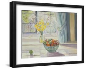 Fruit Bowl with Spring Flowers, 1990-Timothy Easton-Framed Giclee Print