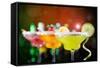 Fruit Cocktails On Black Background-Kesu01-Framed Stretched Canvas