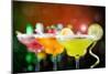 Fruit Cocktails On Black Background-Kesu01-Mounted Photographic Print