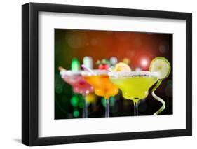 Fruit Cocktails On Black Background-Kesu01-Framed Photographic Print