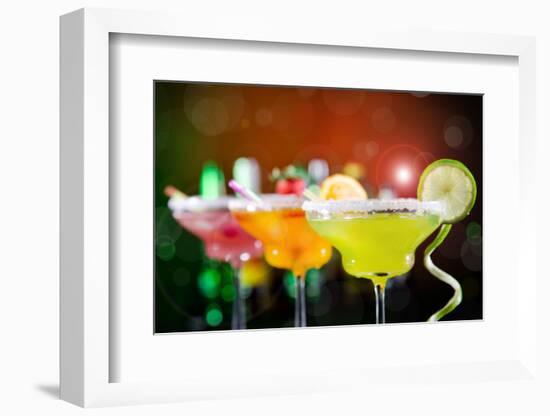 Fruit Cocktails On Black Background-Kesu01-Framed Photographic Print