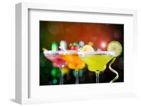 Fruit Cocktails On Black Background-Kesu01-Framed Photographic Print