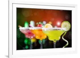 Fruit Cocktails On Black Background-Kesu01-Framed Photographic Print