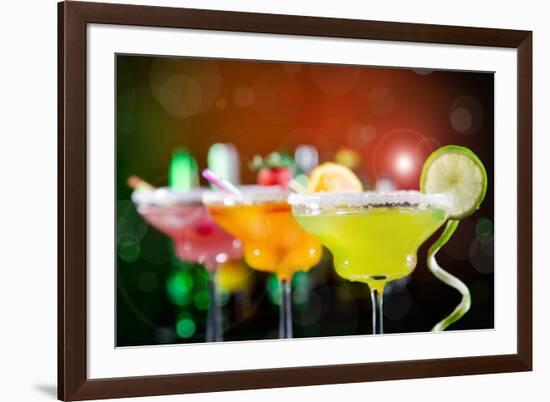 Fruit Cocktails On Black Background-Kesu01-Framed Photographic Print