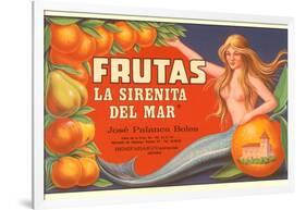 Fruit Crate Label, Mermaid-null-Framed Art Print