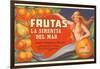 Fruit Crate Label, Mermaid-null-Framed Art Print