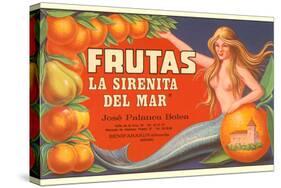 Fruit Crate Label, Mermaid-null-Stretched Canvas