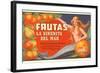 Fruit Crate Label, Mermaid-null-Framed Art Print