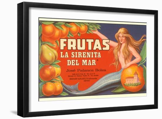 Fruit Crate Label, Mermaid-null-Framed Premium Giclee Print