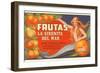 Fruit Crate Label, Mermaid-null-Framed Art Print