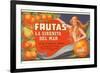 Fruit Crate Label, Mermaid-null-Framed Art Print