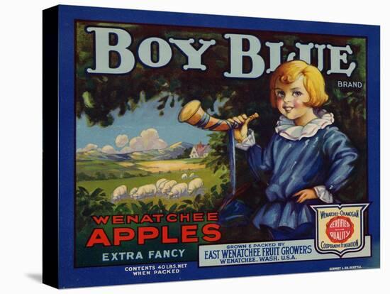 Fruit Crate Labels: Boy Blue Brand Wenatchee Apples; East Wenatchee Fruit Growers-null-Stretched Canvas